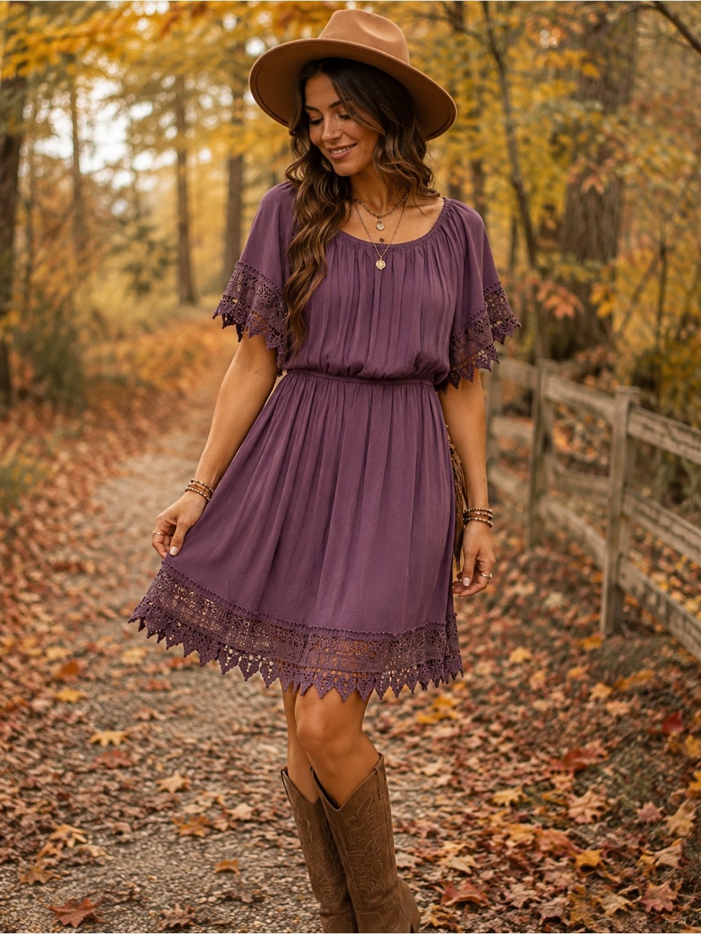 Iris Purple Boho Crochet Lace Dress – Size 2XL